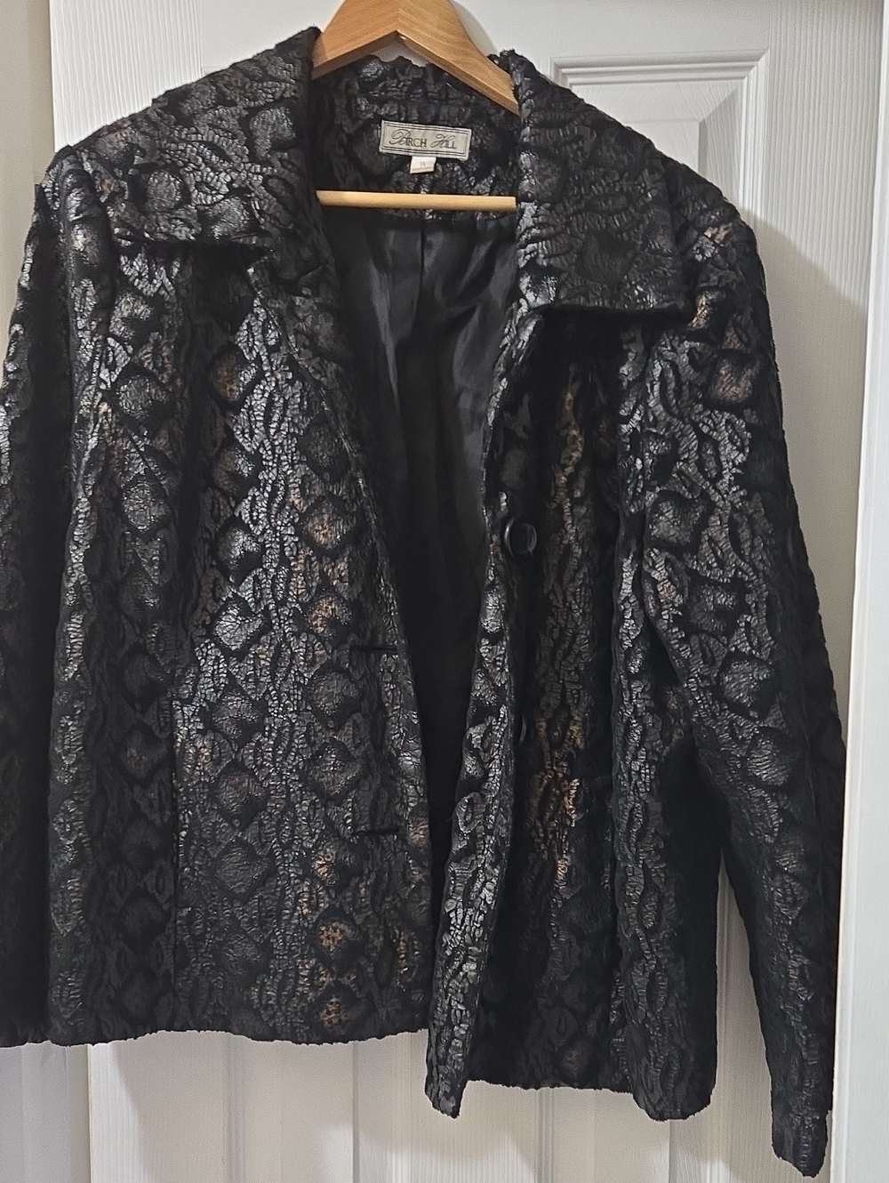 Black Metallic Brocade Blazer by Nicole Miller